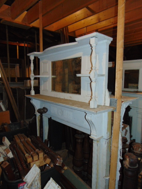 Colonial Revival Wooden Mantel with Plaster