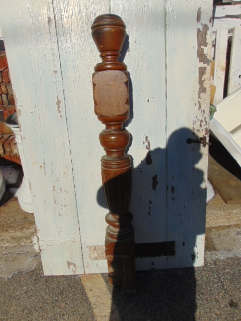 Large Antique Stripped Oak Newl Post Victorian