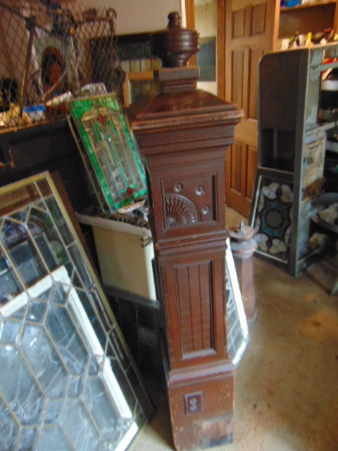 Antique Newel Post Sunburst Design