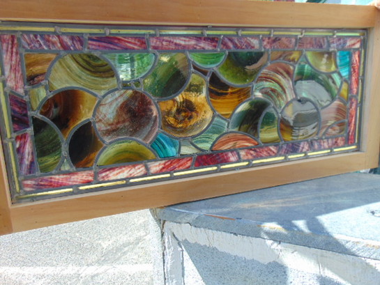 Antique Salvaged Stained Glass Window Swirls