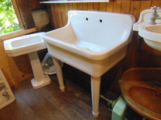 Antique Salvaged Pottery Console Sink on Legs