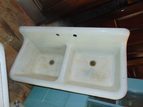 Antique Salvaged Soapstone Sink with Drainboard