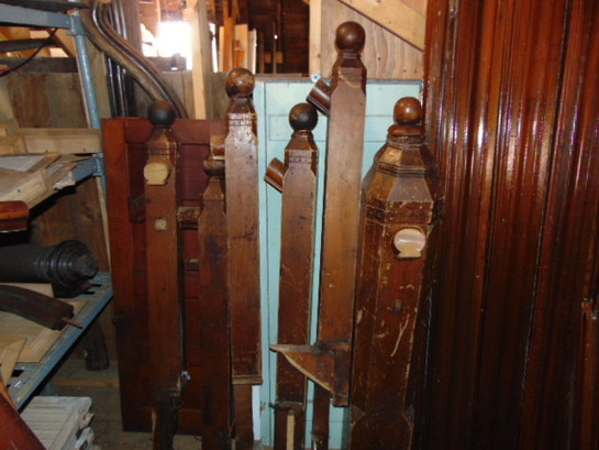 Tall Antique Box Newel Post Railing Detail