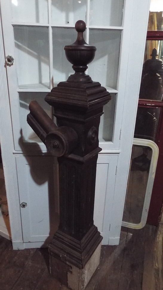 Tall Antique Box Newel Post Railing Detail